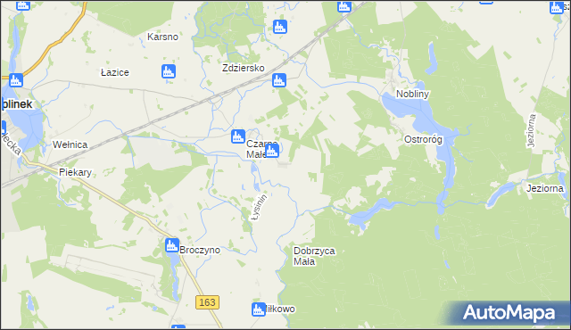 mapa Łysinin gmina Czaplinek, Łysinin gmina Czaplinek na mapie Targeo