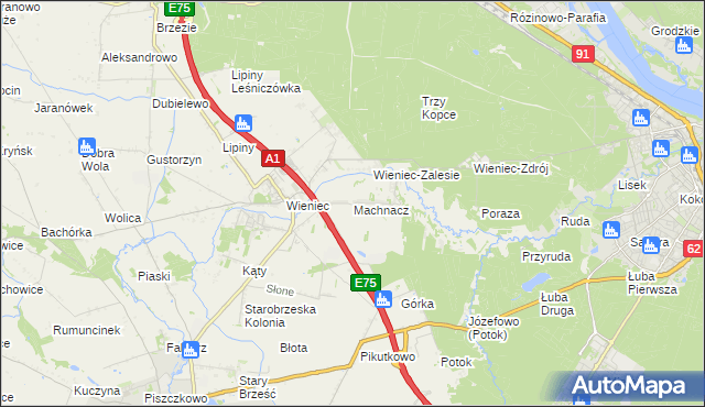 mapa Machnacz gmina Brześć Kujawski, Machnacz gmina Brześć Kujawski na mapie Targeo