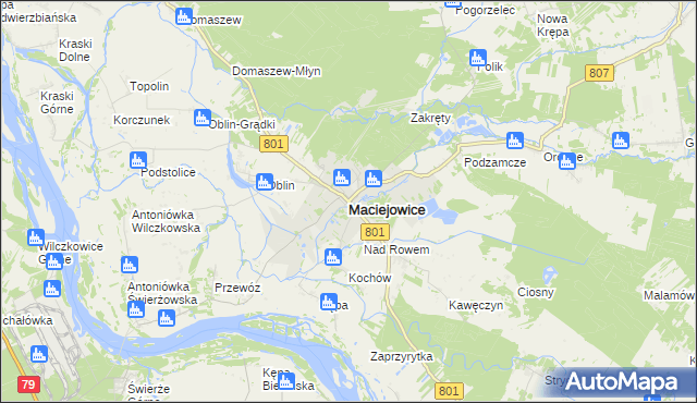 mapa Maciejowice powiat garwoliński, Maciejowice powiat garwoliński na mapie Targeo