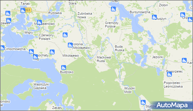 mapa Maćkowa Ruda gmina Krasnopol, Maćkowa Ruda gmina Krasnopol na mapie Targeo