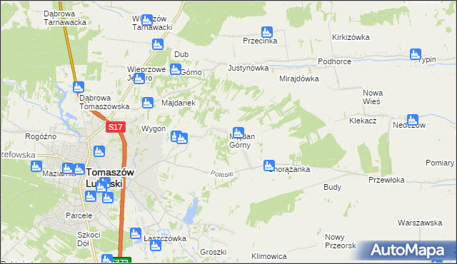 mapa Majdan Górny, Majdan Górny na mapie Targeo