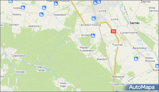 mapa Majdan Kozłowiecki, Majdan Kozłowiecki na mapie Targeo