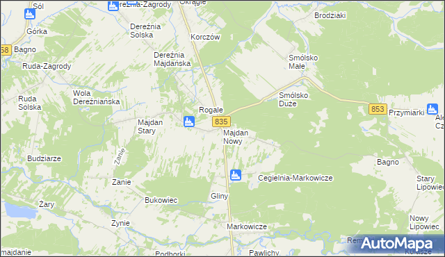mapa Majdan Nowy, Majdan Nowy na mapie Targeo