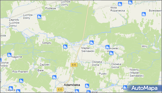 mapa Majdan Sieniawski, Majdan Sieniawski na mapie Targeo