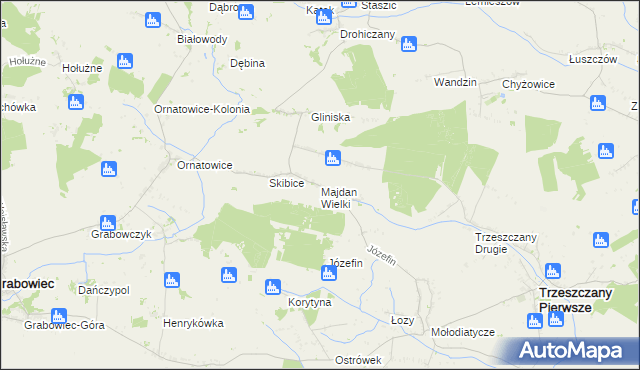 mapa Majdan Wielki gmina Trzeszczany, Majdan Wielki gmina Trzeszczany na mapie Targeo
