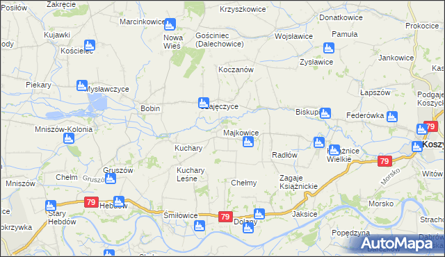 mapa Majkowice gmina Nowe Brzesko, Majkowice gmina Nowe Brzesko na mapie Targeo