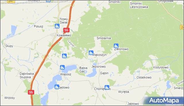 mapa Mąkoszyn gmina Szubin, Mąkoszyn gmina Szubin na mapie Targeo