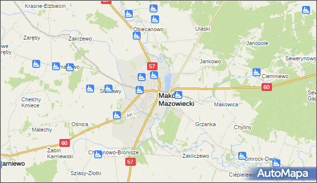 mapa Maków Mazowiecki, Maków Mazowiecki na mapie Targeo