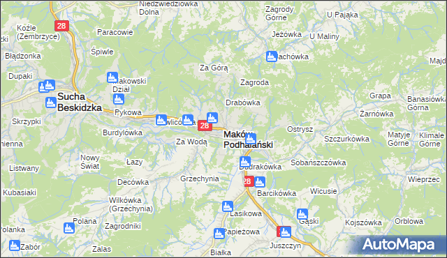 mapa Maków Podhalański, Maków Podhalański na mapie Targeo