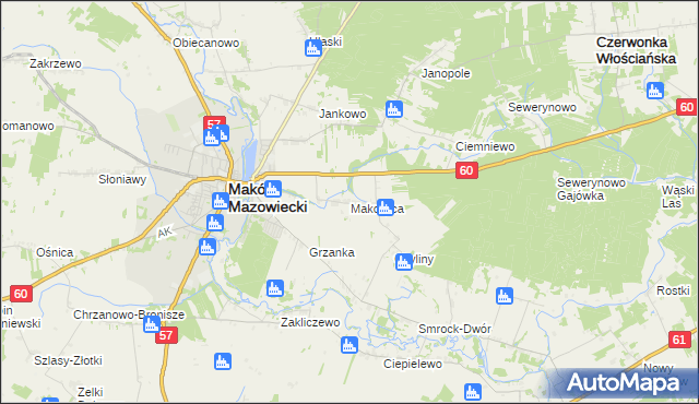 mapa Makowica gmina Szelków, Makowica gmina Szelków na mapie Targeo