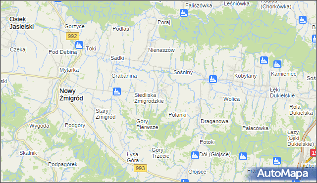 mapa Makowiska gmina Nowy Żmigród, Makowiska gmina Nowy Żmigród na mapie Targeo
