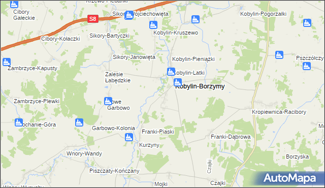 mapa Makowo gmina Kobylin-Borzymy, Makowo gmina Kobylin-Borzymy na mapie Targeo