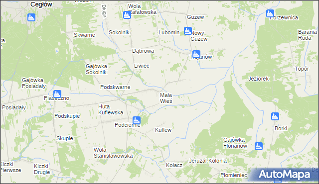 mapa Mała Wieś gmina Mrozy, Mała Wieś gmina Mrozy na mapie Targeo