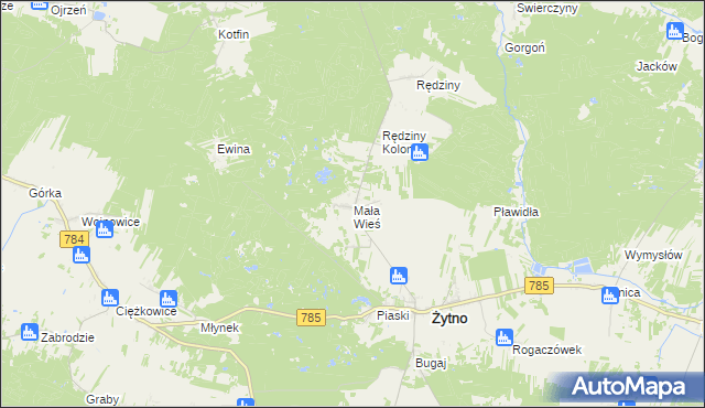 mapa Mała Wieś gmina Żytno, Mała Wieś gmina Żytno na mapie Targeo