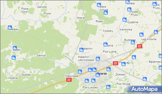 mapa Malachin, Malachin na mapie Targeo