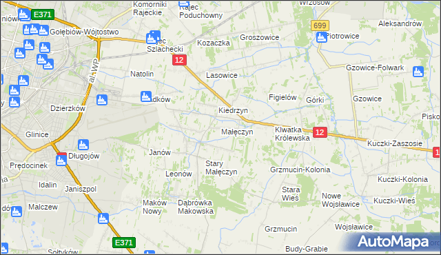 mapa Małęczyn gmina Gózd, Małęczyn gmina Gózd na mapie Targeo