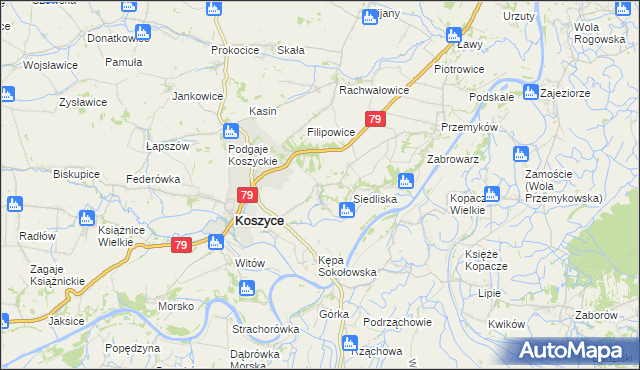 mapa Malkowice gmina Koszyce, Malkowice gmina Koszyce na mapie Targeo
