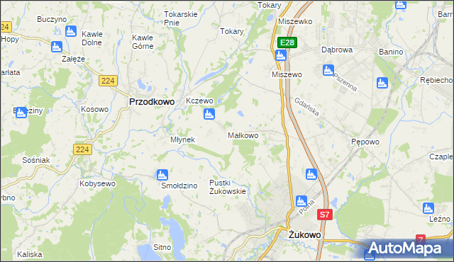 mapa Małkowo, Małkowo na mapie Targeo