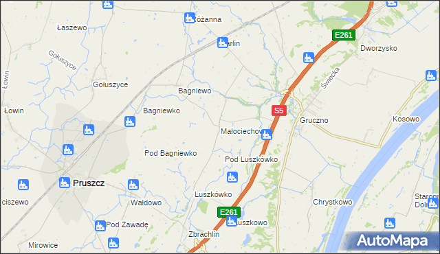 mapa Małociechowo, Małociechowo na mapie Targeo