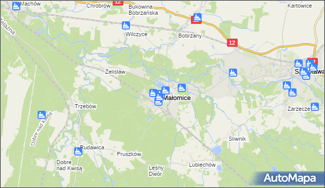 mapa Małomice, Małomice na mapie Targeo