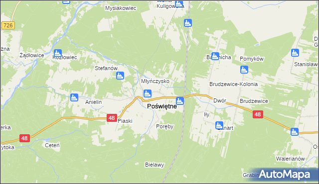 mapa Małoszyce gmina Poświętne, Małoszyce gmina Poświętne na mapie Targeo
