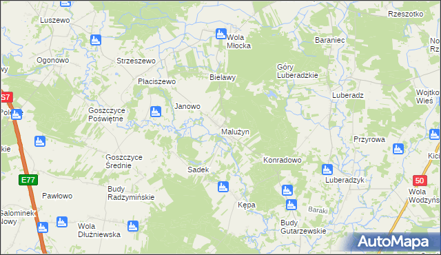 mapa Malużyn, Malużyn na mapie Targeo