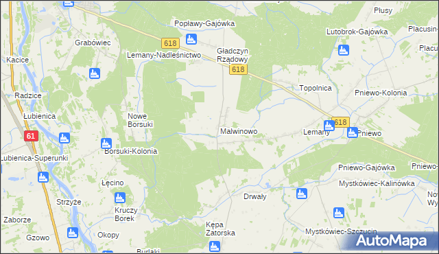 mapa Malwinowo, Malwinowo na mapie Targeo