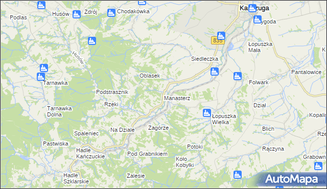 mapa Manasterz gmina Jawornik Polski, Manasterz gmina Jawornik Polski na mapie Targeo