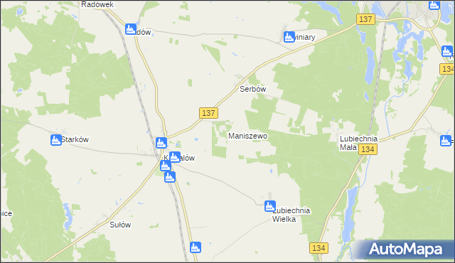 mapa Maniszewo, Maniszewo na mapie Targeo