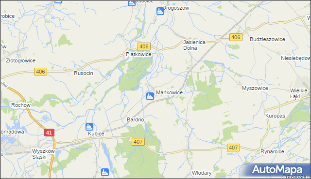 mapa Mańkowice, Mańkowice na mapie Targeo