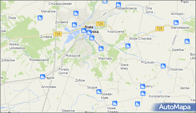 mapa Marchaty, Marchaty na mapie Targeo