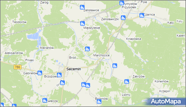 mapa Marchocice gmina Secemin, Marchocice gmina Secemin na mapie Targeo