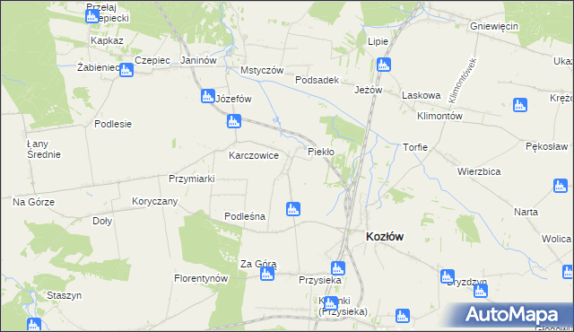 mapa Marcinowice gmina Kozłów, Marcinowice gmina Kozłów na mapie Targeo
