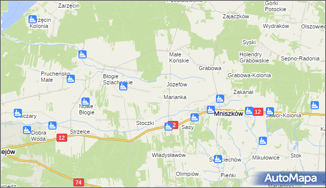 mapa Marianka gmina Mniszków, Marianka gmina Mniszków na mapie Targeo