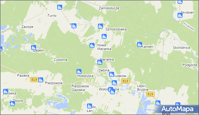 mapa Marianka gmina Stary Brus, Marianka gmina Stary Brus na mapie Targeo