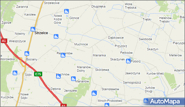 mapa Marianka gmina Strzelce, Marianka gmina Strzelce na mapie Targeo