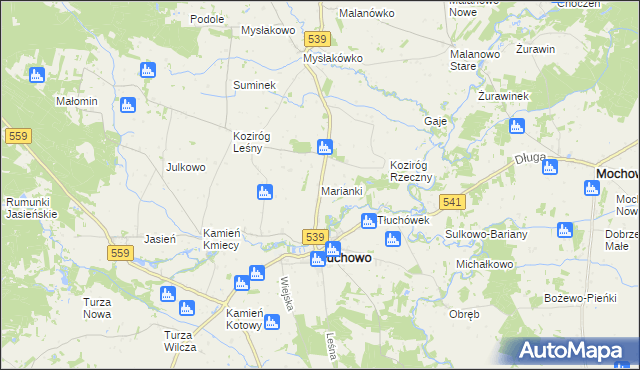 mapa Marianki gmina Tłuchowo, Marianki gmina Tłuchowo na mapie Targeo