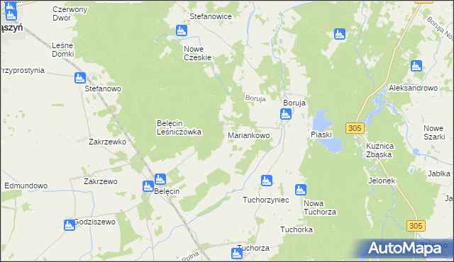 mapa Mariankowo gmina Siedlec, Mariankowo gmina Siedlec na mapie Targeo