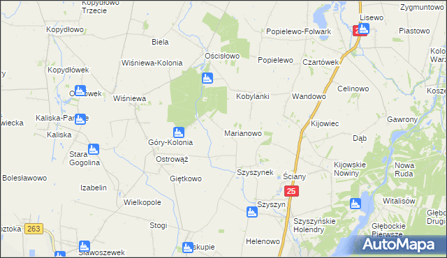 mapa Marianowo gmina Ślesin, Marianowo gmina Ślesin na mapie Targeo