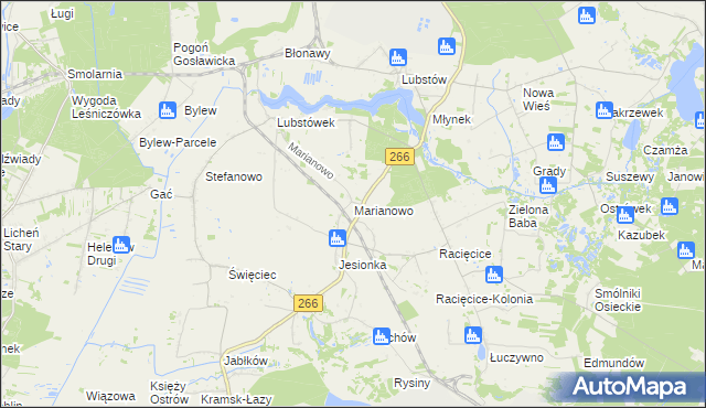 mapa Marianowo gmina Sompolno, Marianowo gmina Sompolno na mapie Targeo