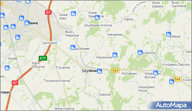 mapa Marianowo gmina Szydłowo, Marianowo gmina Szydłowo na mapie Targeo