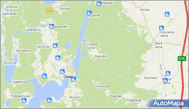 mapa Markocin gmina Osiek, Markocin gmina Osiek na mapie Targeo