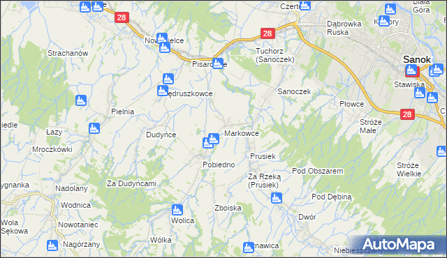 mapa Markowce, Markowce na mapie Targeo