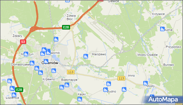 mapa Marszewo gmina Goleniów, Marszewo gmina Goleniów na mapie Targeo