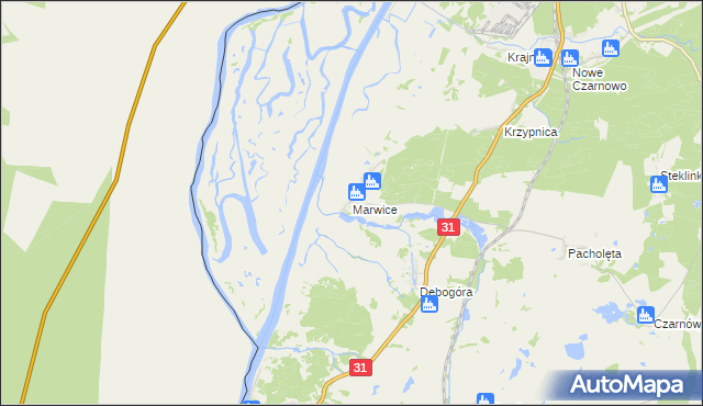 mapa Marwice gmina Widuchowa, Marwice gmina Widuchowa na mapie Targeo