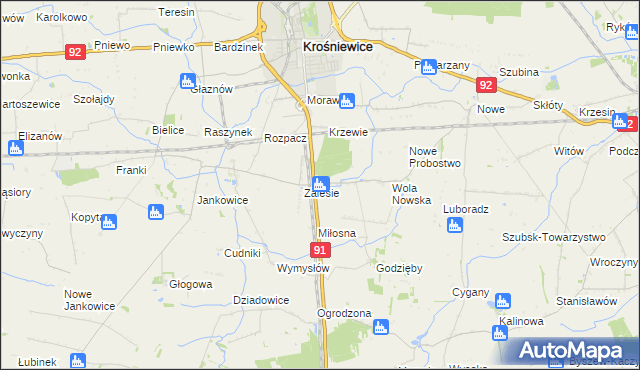 mapa Marynin gmina Krośniewice, Marynin gmina Krośniewice na mapie Targeo