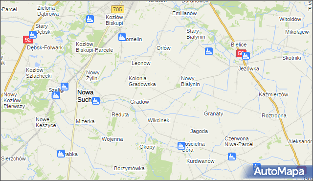 mapa Marysinek gmina Nowa Sucha, Marysinek gmina Nowa Sucha na mapie Targeo