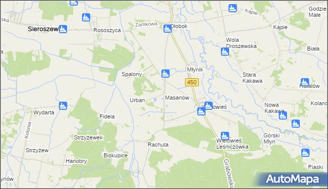 mapa Masanów, Masanów na mapie Targeo