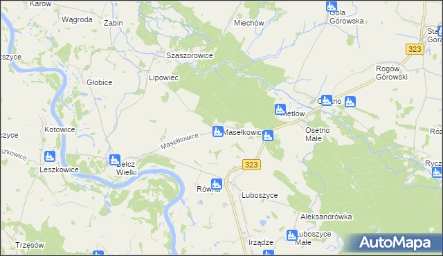 mapa Masełkowice, Masełkowice na mapie Targeo