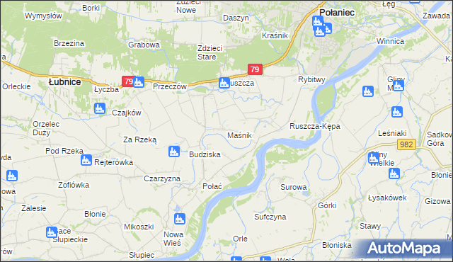 mapa Maśnik, Maśnik na mapie Targeo